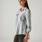 Women's Striped White Relaxed Fit Shirt - Side View