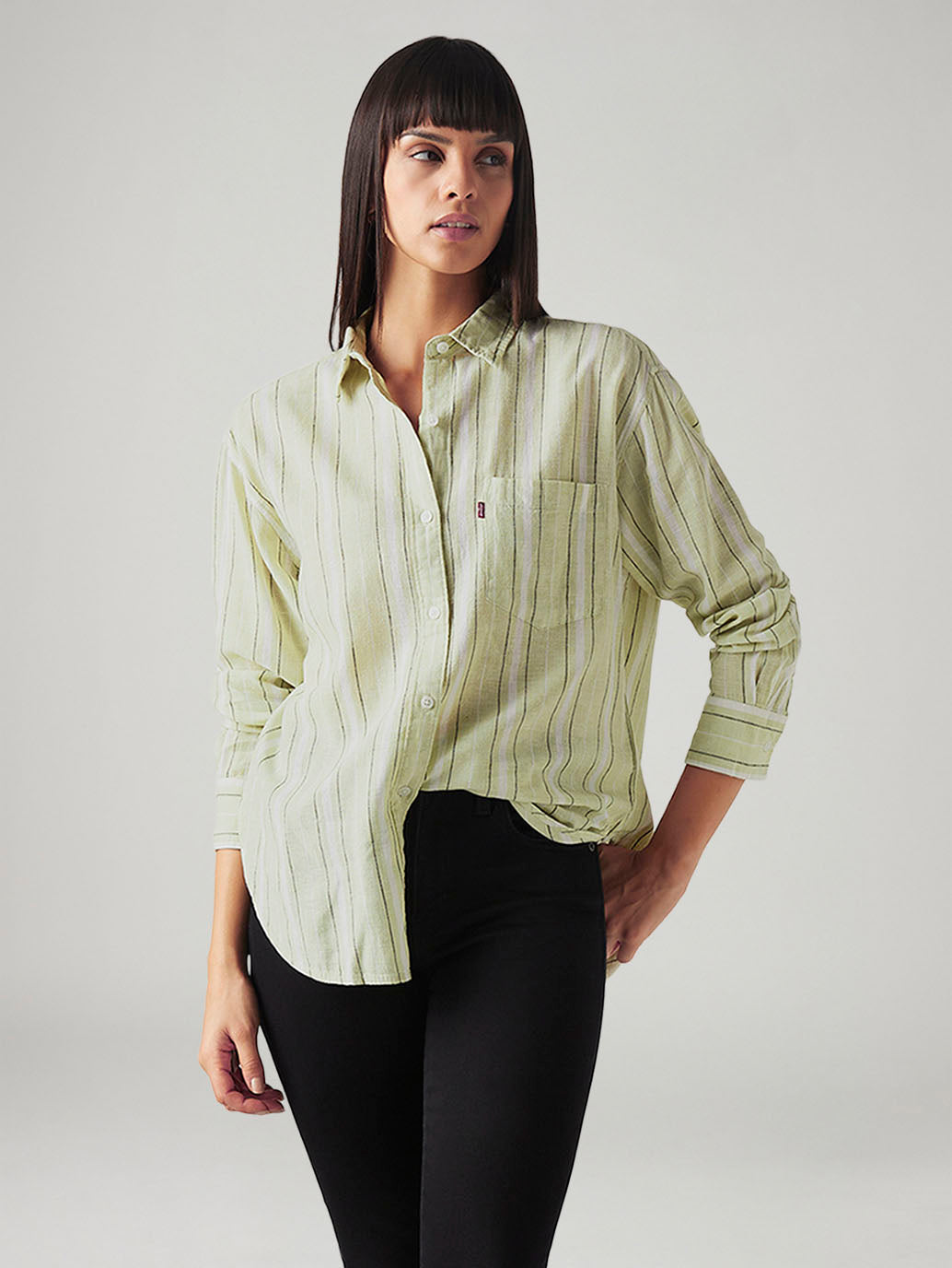 Women's Striped Relaxed Fit Linen Shirt