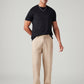 Men's Beige Loose Straight Fit Mid Rise Linen Chinos - Styleshot View
