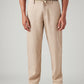 Men's Beige Loose Straight Fit Mid Rise Linen Chinos - Front View