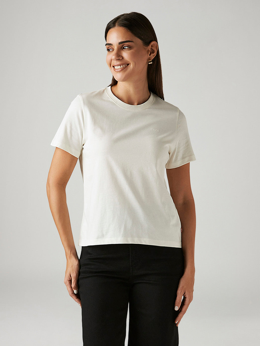 Women's Solid White Crew Neck T-shirt