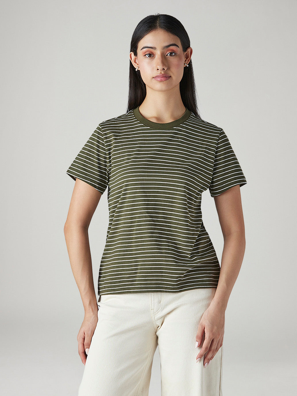 Women's Striped Regular Fit T-Shirt - Front View