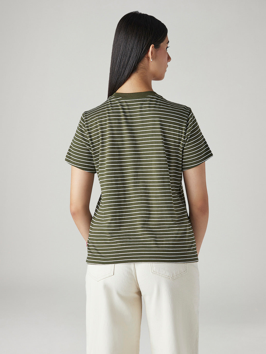 Women's Striped Regular Fit T-Shirt - Back View