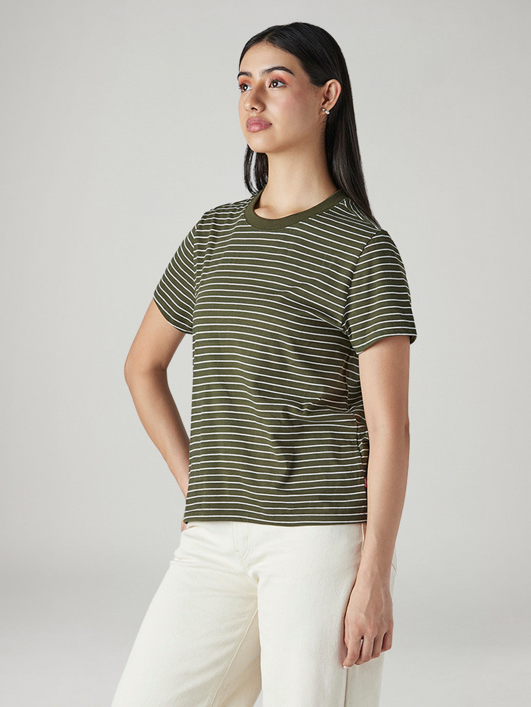 Women's Striped Regular Fit T-Shirt - Side View