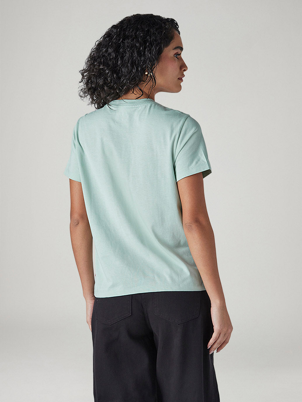 Women's Solid Regular Fit T-Shirt - Back View