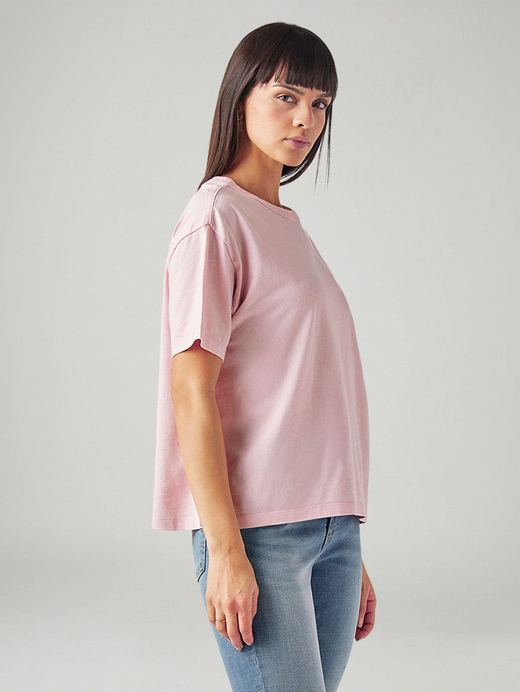Women's Solid Relaxed Fit T-Shirt - Side View