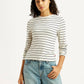 Women's Striped White Slim Fit T-shirt - Styleshot View