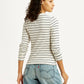 Women's Striped White Slim Fit T-shirt - Back View