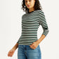 Women's Striped Black Slim Fit T-shirt - Styleshot View