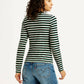 Women's Striped Black Slim Fit T-shirt - Back View