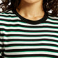 Women's Striped Black Slim Fit T-shirt - Detail View