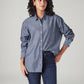 Women's Solid Relaxed Fit Denim Shirt - Styleshot View