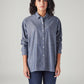 Women's Solid Relaxed Fit Denim Shirt - Front View