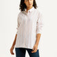 Women's Striped Light Pink Relaxed Fit Poplin Shirt - Styleshot View