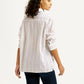 Women's Striped Light Pink Relaxed Fit Poplin Shirt - Back View