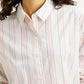 Women's Striped Light Pink Relaxed Fit Poplin Shirt - Detail View
