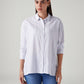 Women's Striped Relaxed Fit Poplin Shirt - Front View