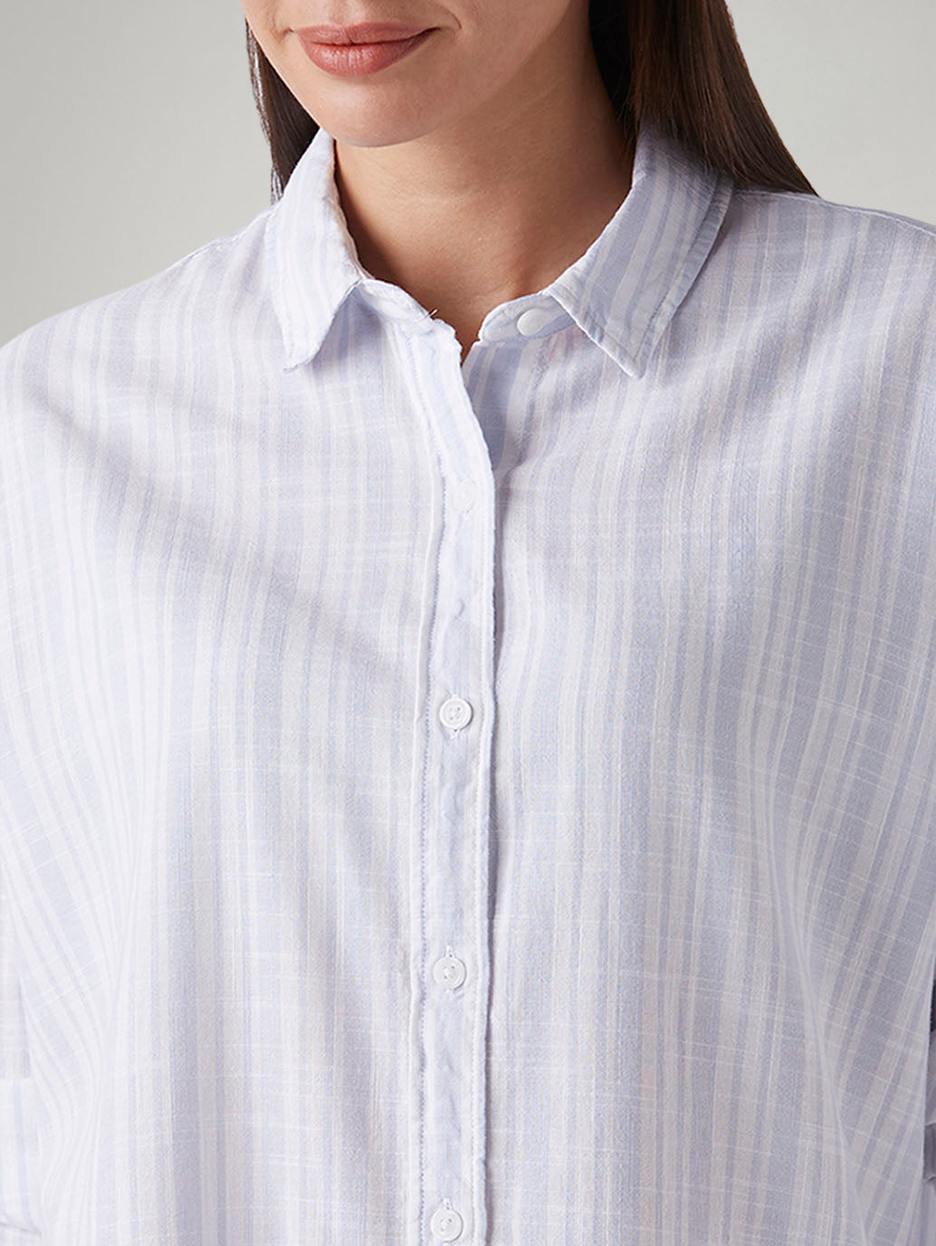 Women's Striped Relaxed Fit Poplin Shirt - 20 View