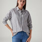 Women's Striped Relaxed Fit Poplin Shirt - Styleshot View
