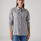 Women's Striped Relaxed Fit Poplin Shirt - Front View