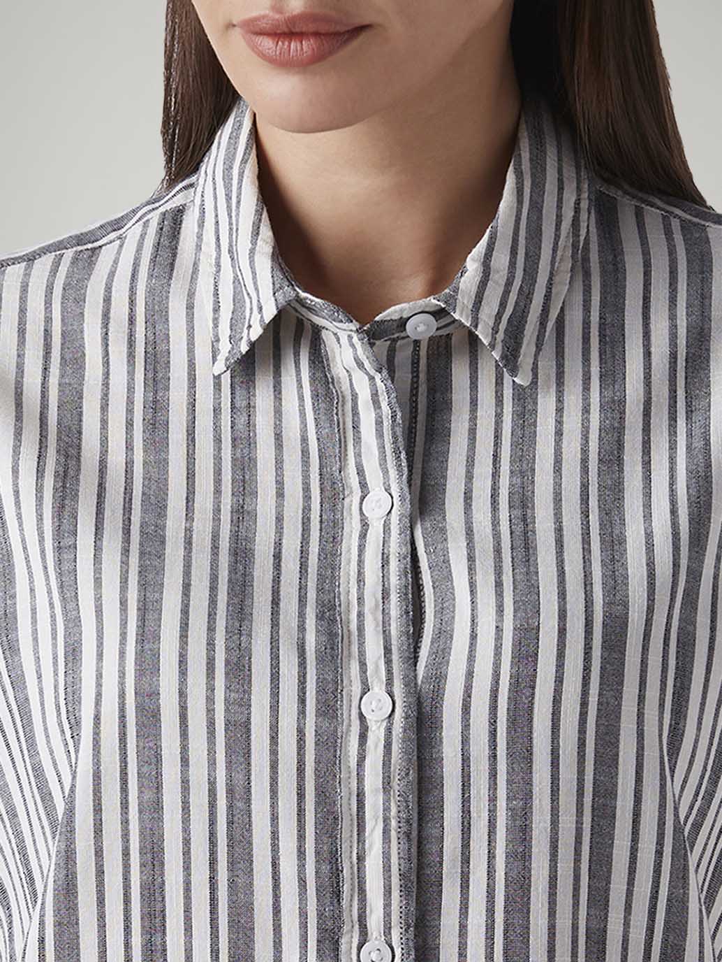 Women's Striped Relaxed Fit Poplin Shirt - 20 View