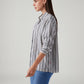 Women's Striped Relaxed Fit Poplin Shirt - Side View