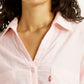 Women's Textured Light Pink Spread Collar Shirt - Detail View