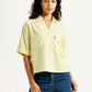 Women's Textured Yellow Spread Collar Shirt - Front View