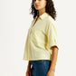 Women's Textured Yellow Spread Collar Shirt - Side View