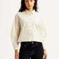 Women's Solid Cream Relaxed Fit Poplin Shirt - Styleshot View