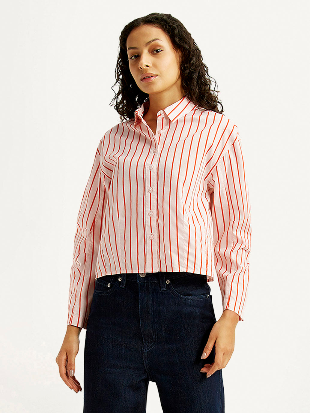Women's Striped Relaxed Fit Poplin Shirt