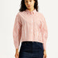 Women's Striped Relaxed Fit Poplin Shirt - Front View