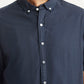 Men's Solid Navy Slim Fit Poplin Shirt - Detail View