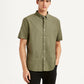 Men's Solid Olive Slim Fit Poplin Shirt - Styleshot View