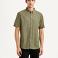 Men's Solid Olive Slim Fit Poplin Shirt - Front View