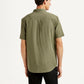 Men's Solid Olive Slim Fit Poplin Shirt - Back View