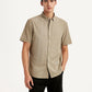 Men's Solid Beige Slim Fit Poplin Shirt - Styleshot View