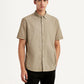 Men's Solid Beige Slim Fit Poplin Shirt - Front View