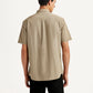 Men's Solid Beige Slim Fit Poplin Shirt - Back View