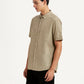 Men's Solid Beige Slim Fit Poplin Shirt - Side View