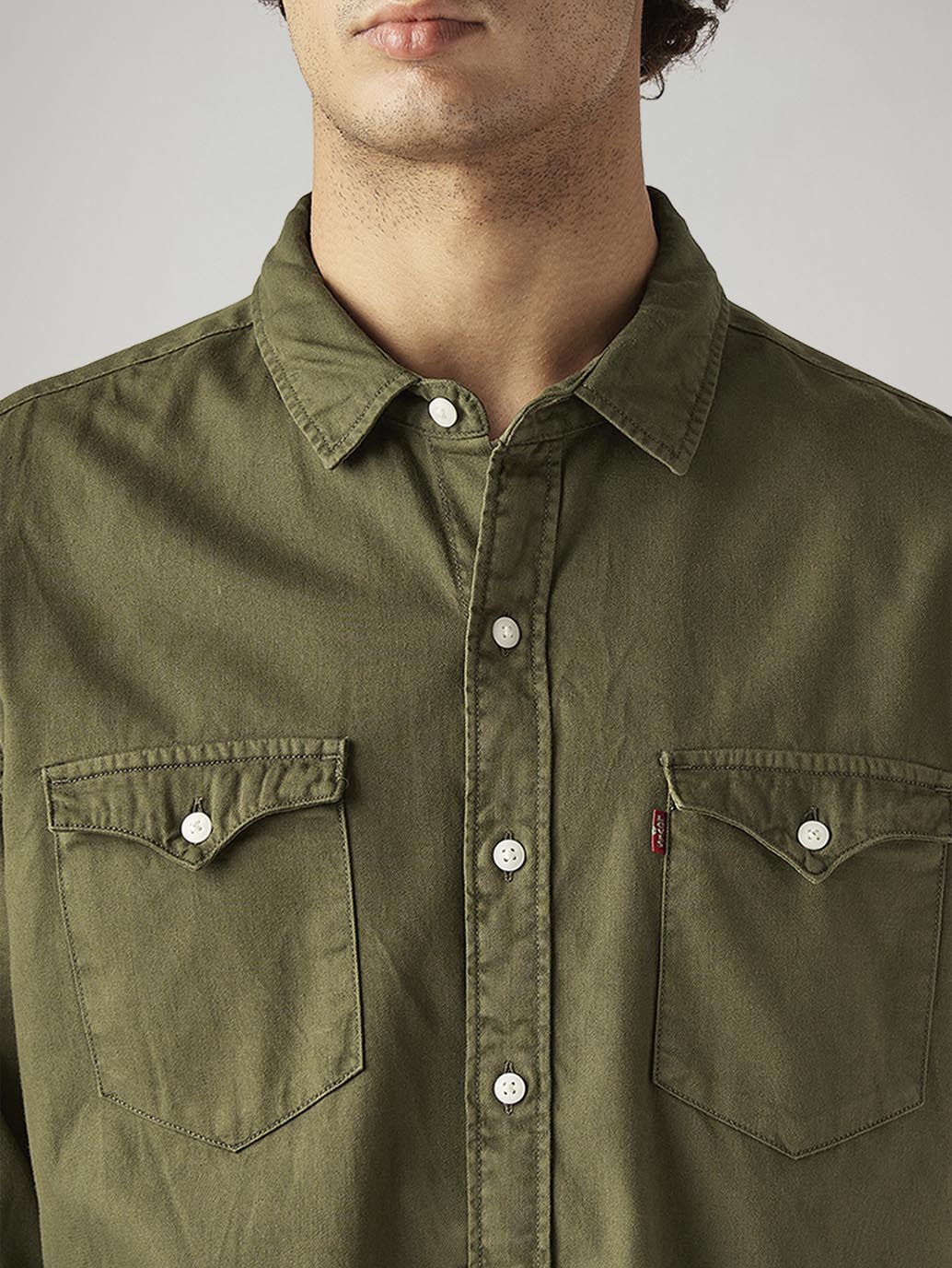 Men's Solid Slim Fit Overdyed Shirt - Detail View