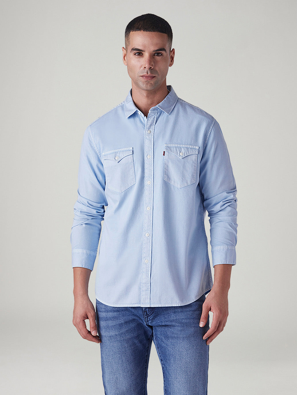 Men's Solid Regular Fit Shirt - Front View