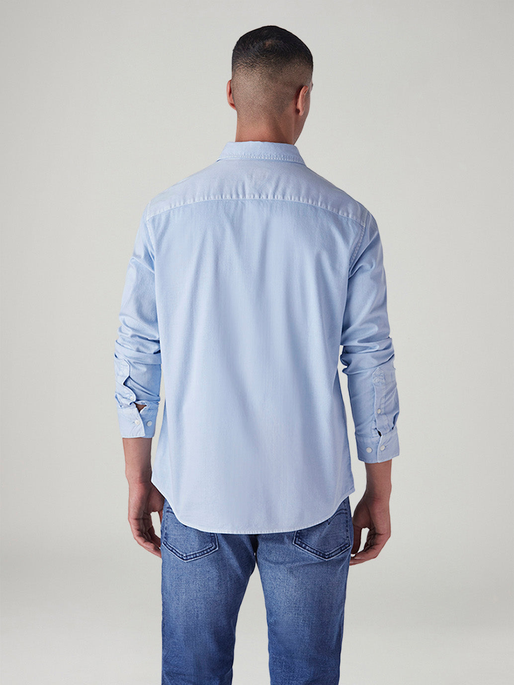Men's Solid Regular Fit Shirt - Back View