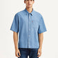 Men's Solid Indigo Boxy Shirt - Front View