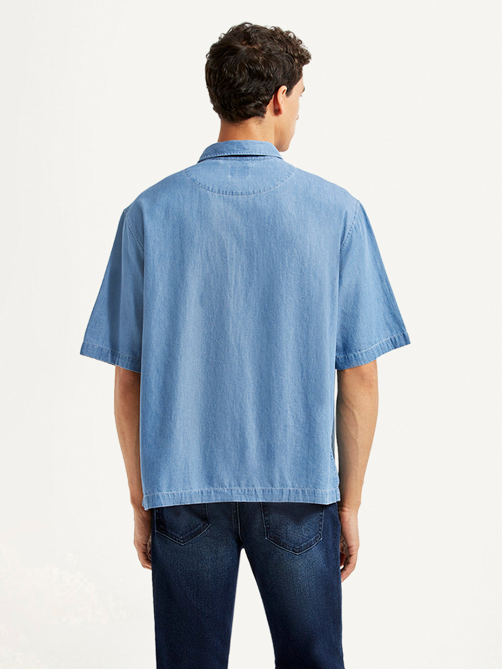 Men's Solid Indigo Boxy Shirt - Back View