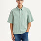 Men's Checkered Green Boxy Fit Poplin Shirt - Front View