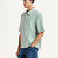Men's Checkered Green Boxy Fit Poplin Shirt - Side View