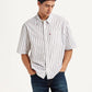 Men's Striped White Boxy Fit Poplin Shirt - Styleshot View