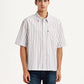 Men's Striped White Boxy Fit Poplin Shirt - Front View