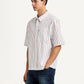 Men's Striped White Boxy Fit Poplin Shirt - Side View